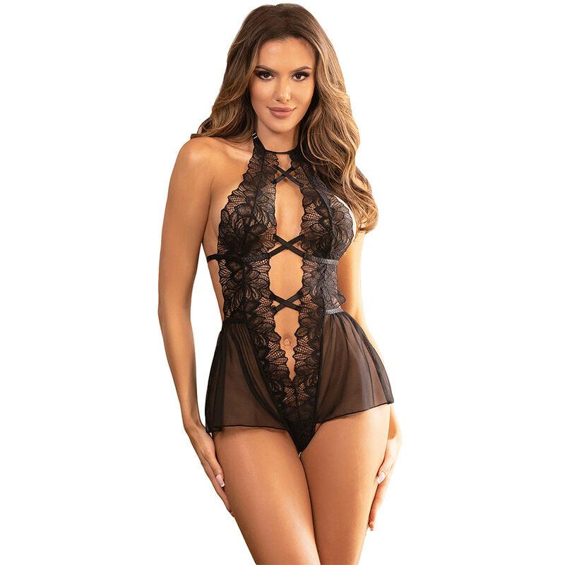 SUBBLIME - TEDDY HALTER NECK BARE BACK LACE BLACK L/XL