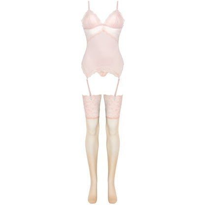 LIVCO CORSETTI FASHION - CONJUNTO PERSINNE PÊSSEGO CORSET + CALCINHA + MEIAS