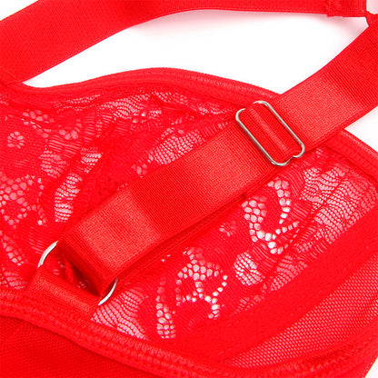 SUBBLIME - TEDDY COM LIGA COM DETALHE RENDA E TIRAS VERMELHA L/XL