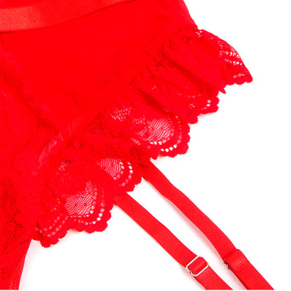 SUBBLIME - TEDDY COM LIGA COM DETALHE RENDA E TIRAS VERMELHA L/XL