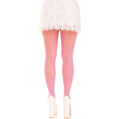 LEG AVENUE - MEIAS COM ABERTURAS CORAÇÃO E LAÇOS ROSA