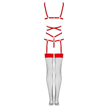 LIVCO CORSETTI FASHION - THIARA LC 20213 CONJUNTO CORPO + MEIAS VERMELHA L/XL