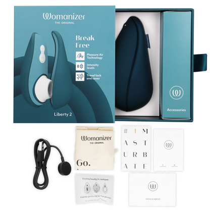 WOMANIZER - LIBERTY 2 ESTIMULADOR DE CLITÓRIS E SUCÇÃO AZUL