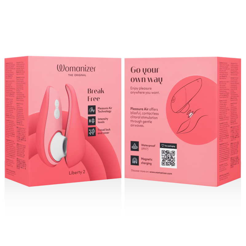 WOMANIZER - LIBERTY 2 ESTIMULADOR DE CLITÓRIS E SUCÇÃO ROSA