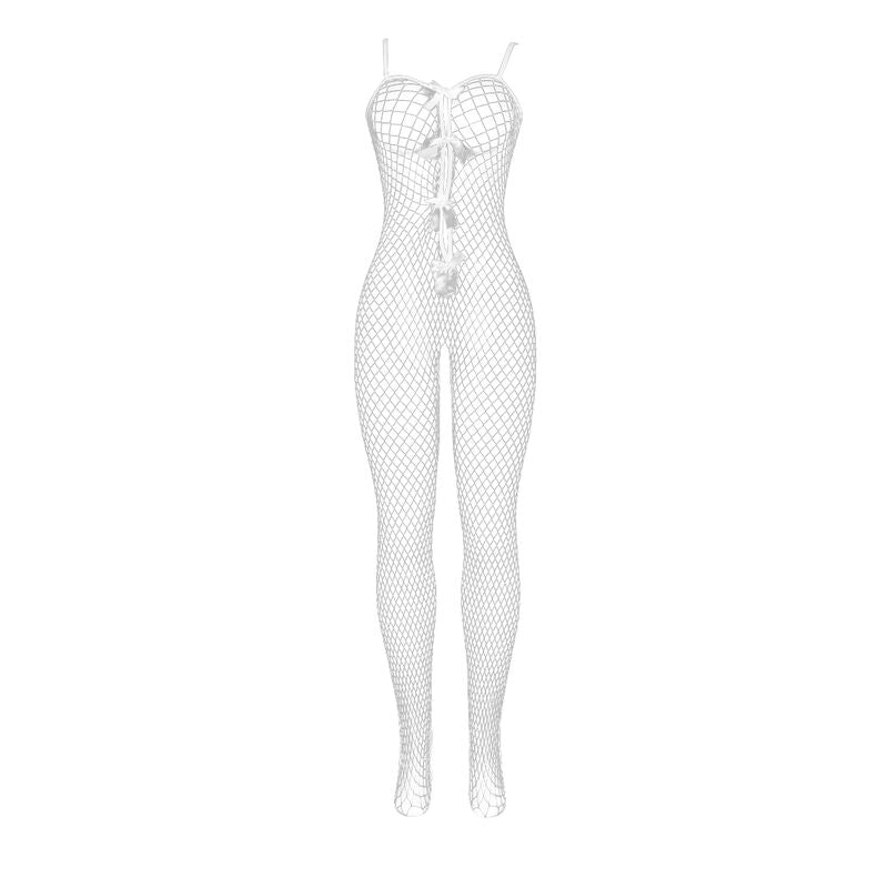 SUBBLIME - 951740 BODYSTOCKING BRANCO REDE DE ARRASTO SEM FUNDO COM LAOS TAMANHO ÚNICO