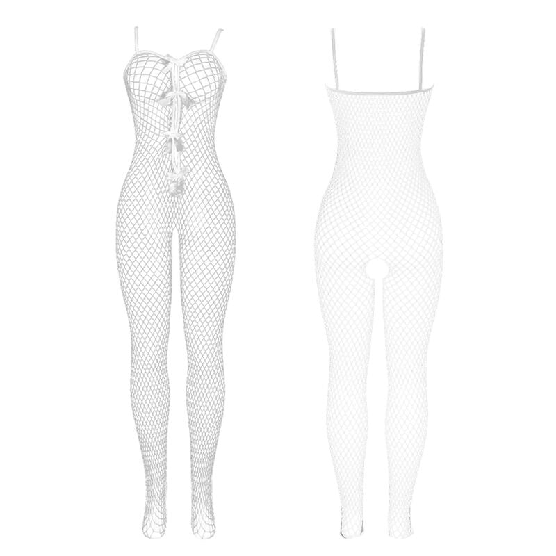 SUBBLIME - 951740 BODYSTOCKING BRANCO REDE DE ARRASTO SEM FUNDO COM LAOS TAMANHO ÚNICO