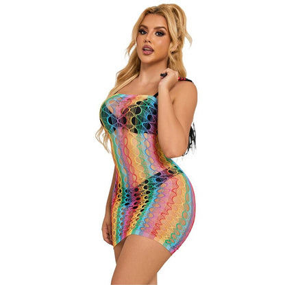 SUBBLIME - 952365 RAINBOW BARE SHOULDER FISHNET VESTIDO TAMANHO ÚNICO