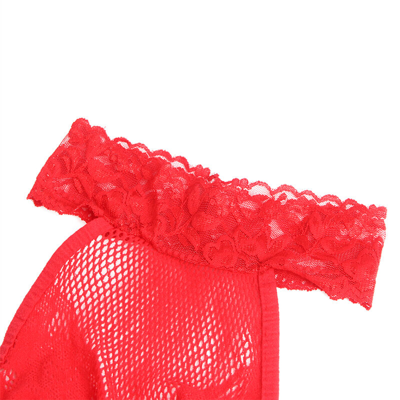 SUBBLIME - 952372 BODYSTOCKING SEM FUNDO DE REDE E RENDA COM GOLA ALTA VERMELHO TAMANHO ÚNICO