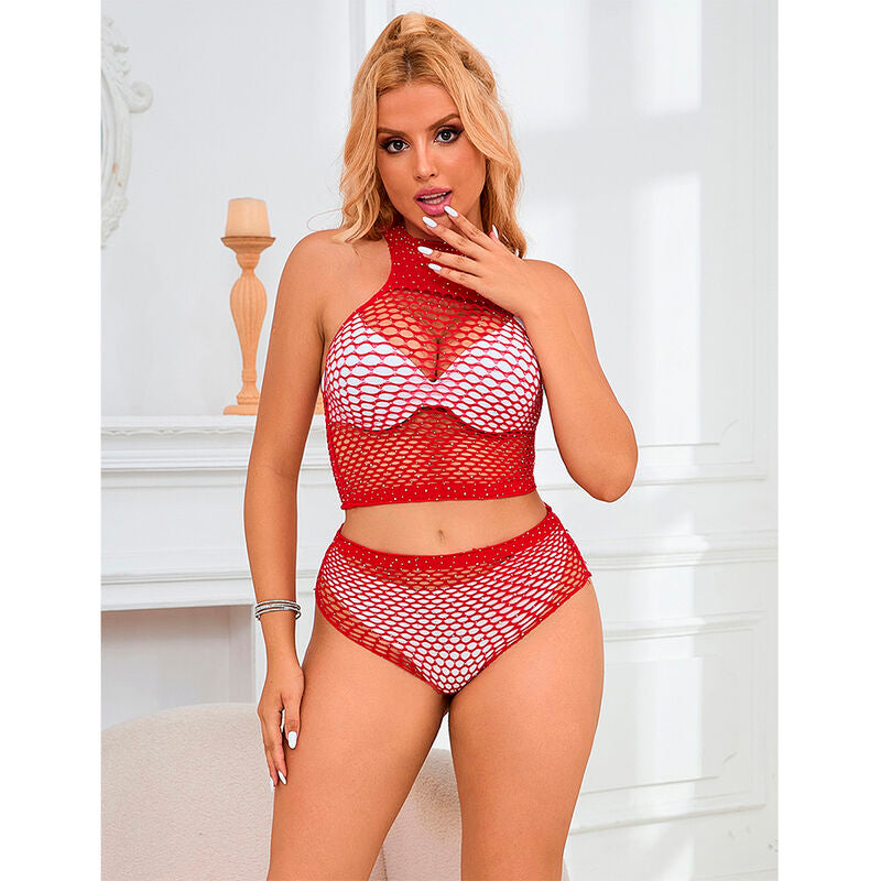 SUBBLIME - 952402 FISHNET SET COM DIAMANTES ROSA TAMANHO ÚNICO