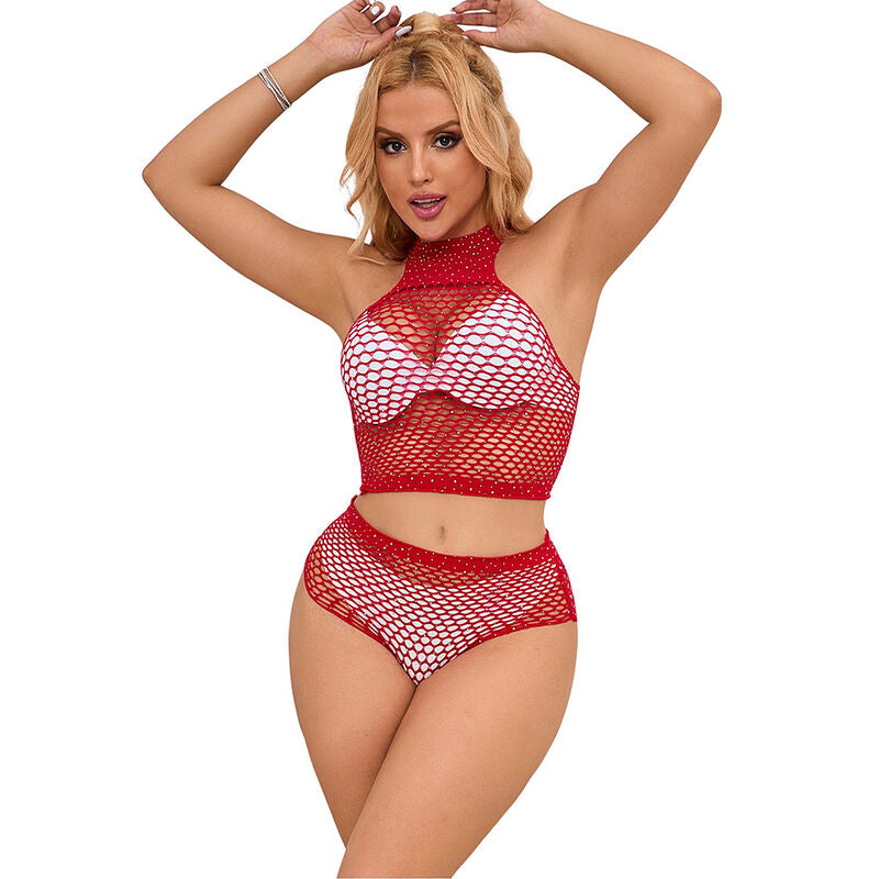 SUBBLIME - 952402 FISHNET SET COM DIAMANTES ROSA TAMANHO ÚNICO