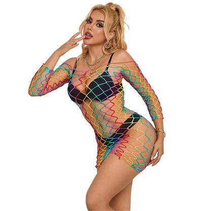 SUBBLIME - 952426 RAINBOW MANGA LONGA FISHNET VESTIDO TAMANHO ÚNICO