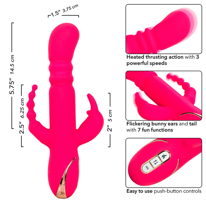 CALEXOTICS - JACK FANTASY VIBRADOR TRIPLO AQUECIDO COELHO ROSA