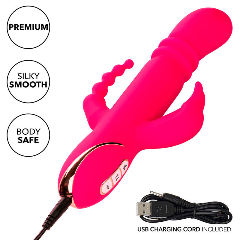 CALEXOTICS - JACK FANTASY VIBRADOR TRIPLO AQUECIDO COELHO ROSA