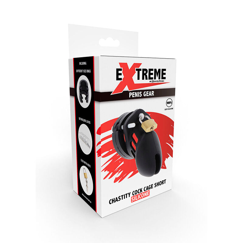 HIDDEN DESIRE - EXTREME CASTIDADE GAIOLA DE SILICONE TAMANHO S PRETO