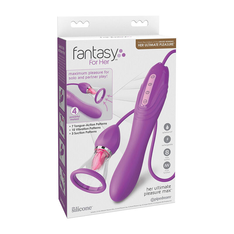 FANTASY FOR HER - MANGUEIRA DE SUCÇÃO MAX PLEASURE COM LÍNGUA ESTIMULANTE ROXA - Infernum Store