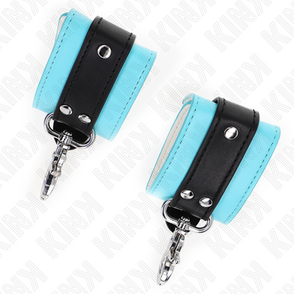 KINK - RETENÇÕES DE PULSO FECHÁVEIS PREMIUM PRETO / AZUL AJUSTÁVEIS 21-28 CM X 5,5 CM