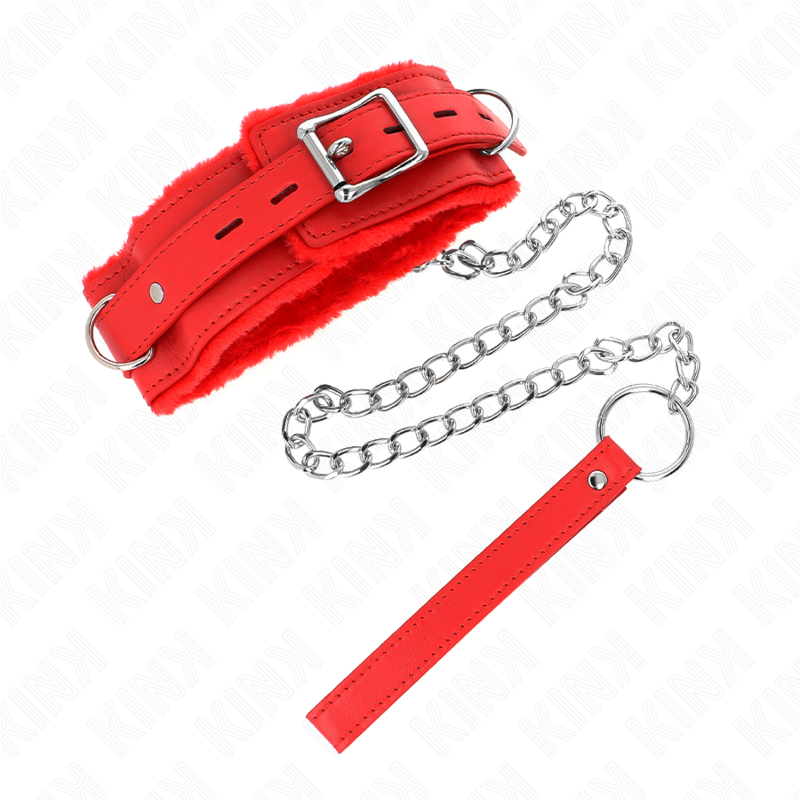 KINK - COLLAR WITH LEASH 65 CM WITH RESTRICTIONS RED 36-42 CM X 5.5 CM