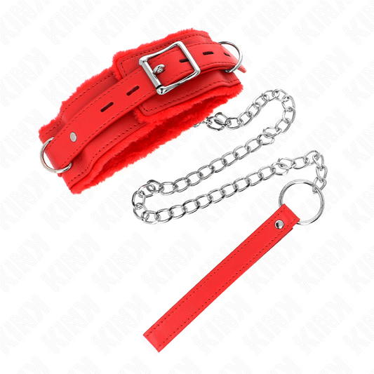 KINK - COLLAR WITH LEASH 65 CM WITH RESTRICTIONS RED 36-42 CM X 5.5 CM