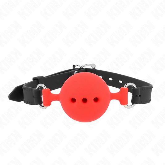 KINK - FULL SILICONE GAG 55 x 2 CM WITH 5 CM BALL SIZE L RED ADJUSTABLE 35-51 CM