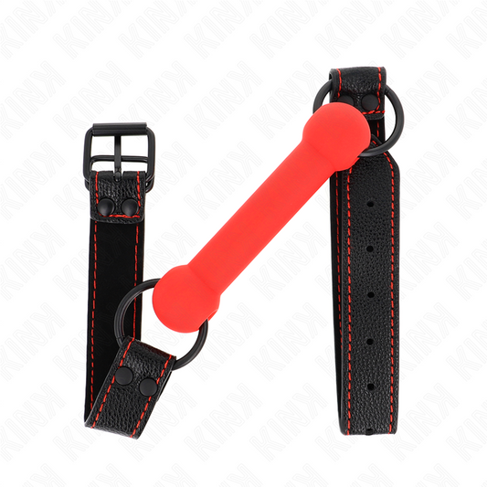 KINK - BONE GAG WITH LEATHERETTE STRAP RED ADJUSTABLE 41-57 CM