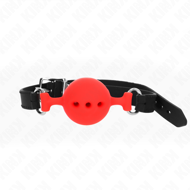 KINK - FULL SILICONE GAG 55 x 2 CM WITH 4.5 CM BALL SIZE M RED ADJUSTABLE 35-51 CM