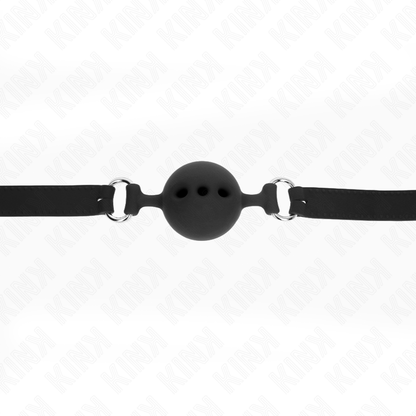 KINK - MORDAÇA COMPLETA DE SILICONE 55 x 2 CM COM BOLA DE 5 CM TAMANHO L PRETO AJUSTÁVEL 35-51 CM