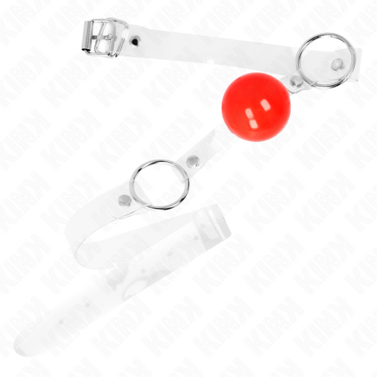 KINK - BOLA PVC TRANSPARENTE VERMELHA MORDAÇA 4 CM AJUSTÁVEL