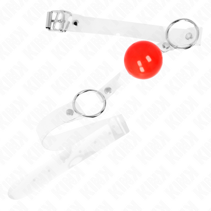 KINK - BOLA PVC TRANSPARENTE VERMELHA MORDAÇA 4 CM AJUSTÁVEL