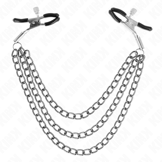 KINK - NIPPLE CLAMPS WITH 3 CHAINS BLACK 20/23/28 CM