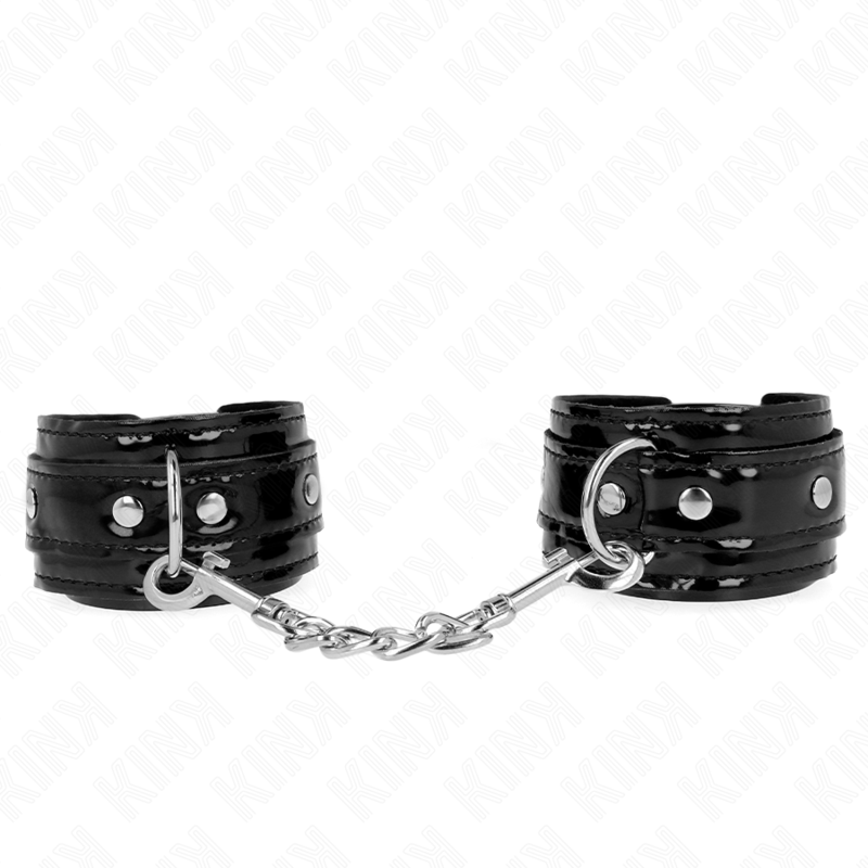 KINK - SHINY NEOPRENE WRIST CUFFS ADJUSTABLE 17-24 CM X 4.5 CM