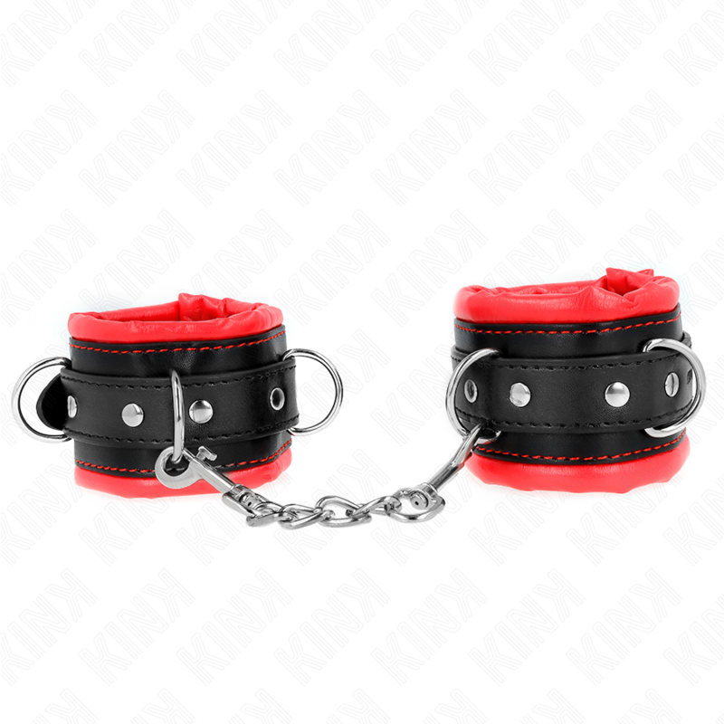 KINK - HEAVY WRIST RESTRAINTS WITH RED FUR LINED ADJUSTABLE 20-30 CM X 6 CM