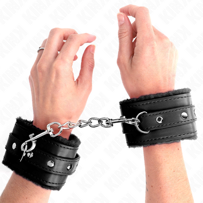 KINK - PULSO PREMIUM FORRO DE PELE PRETO COM CINTO PRETO AJUSTÁVEL 17-29 CM X 6 CM