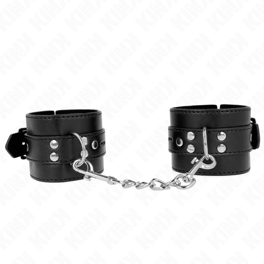 KINK - WRIST RESTRAINTS BLACK WITH BLACK BELT ADJUSTABLE 17-28 CM X 6 CM