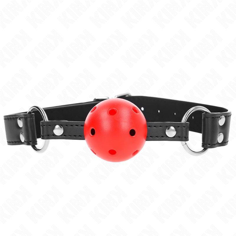 KINK - BREATHABLE BALL 4 CM GAG WITH DOUBLE RIVET LEATHER 62.5 x 2.5 CM ADJUSTABLE 42-58 CM