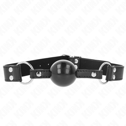 KINK - BOLA MACIA E SÓLIDA MORDAÇA DE 4 CM COM ALÇA DE COURO 62 x 2,5 CM AJUSTÁVEL 42-58 CM