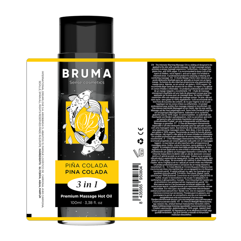 BRUMA - ÓLEO DE MASSAGEM PREMIUM EFEITO CALOR SABOR PINA COLADA 3 EM 1 - 100 ML