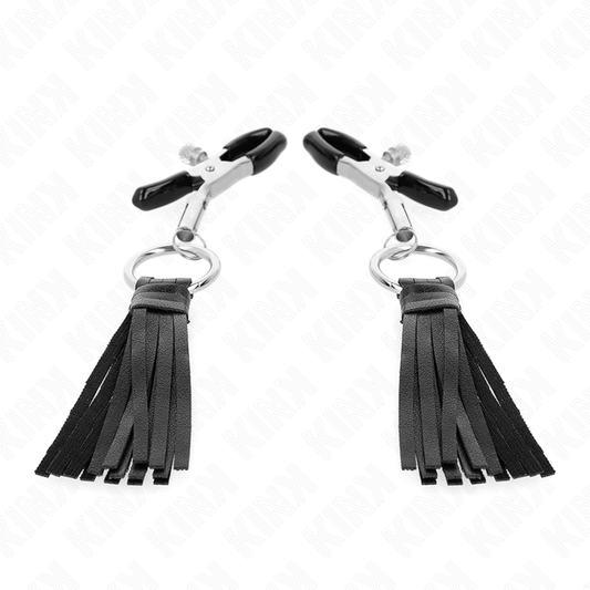 KINK - LEATHERETTE TASSEL NIPPLE CLAMPS 6 CM