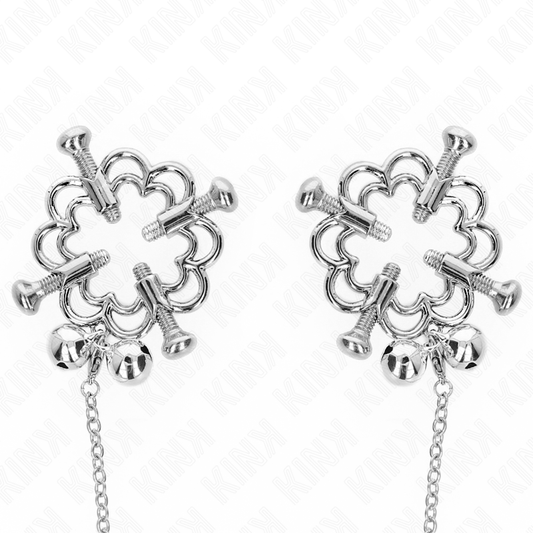 KINK - PINÇAS DE FLOR DE METAL COM CORRENTE