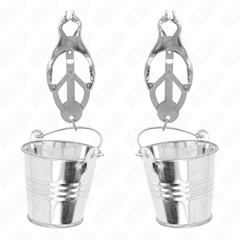 KINK - JAPANESE CLOVER NIPPLE CLAMPS WITH BUCKETS SILVER