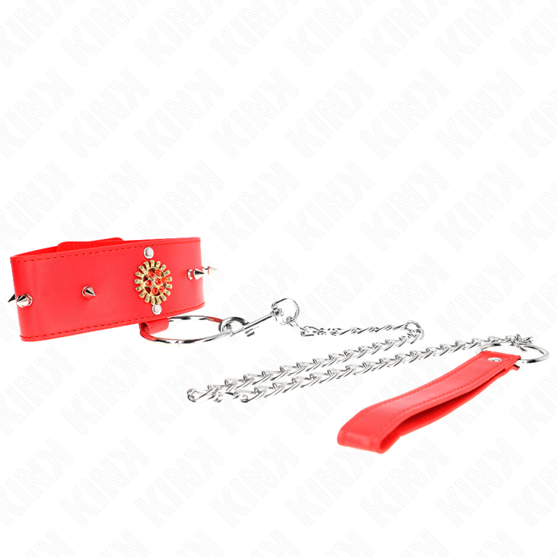 KINK - COLAR DE DIAMANTE VERMELHO COM CINTO 65 CM AJDUSTÁVEL 35-51 CM X 7 CM