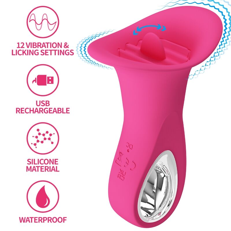 PRETTY LOVE - CLYDE ORAL VIBRATOR VIBRATING TONGUE 12 VIBRATIONS PINK