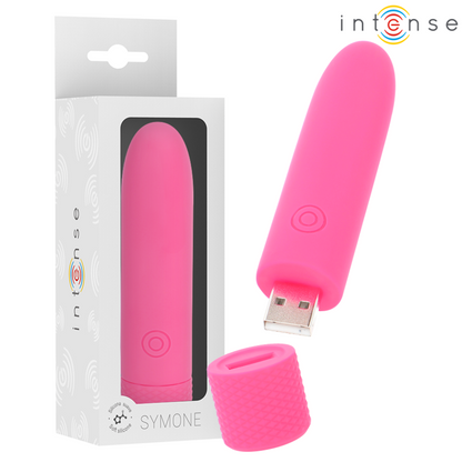 INTENSE - SYMONE USB RECHARGEABLE VIBRATING BULLET 8 VIBRATIONS PINK 10 X 2.2 CM