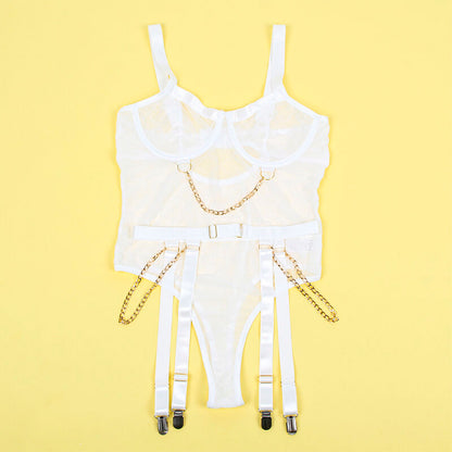 SUBBLIME - 954284 BODY COM CORRENTES + CINTA-LIGA BRANCO S/M