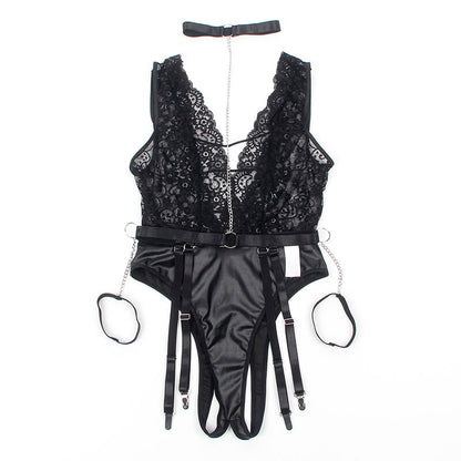 SUBBLIME - 954390 BODY SEXY COM CINTA-LIGA PRETO L/XL