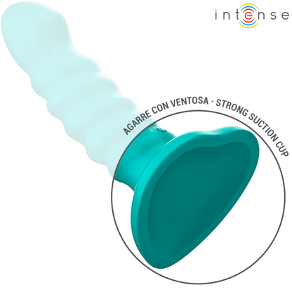 INTENSE - VIBRADOR BUFFY TAMANHO P DESIGN ESPIRAL 10 VIBRAÇÕES CONTROLE REMOTO AZUL