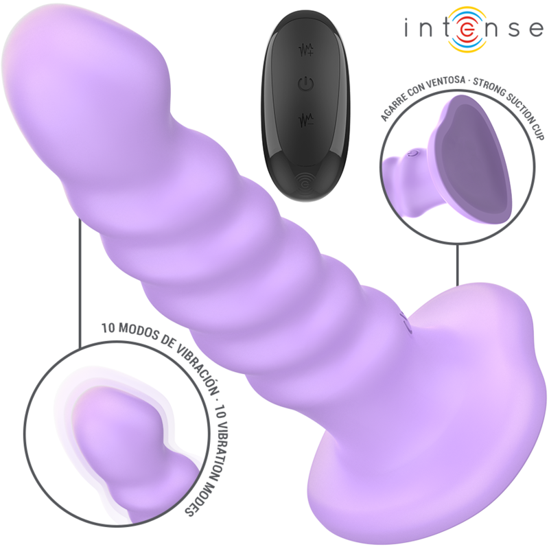 INTENSE - BRENDA VIBRATOR SIZE M SPIRAL DESIGN 10 VIBRATIONS PURPLE REMOTE CONTROL