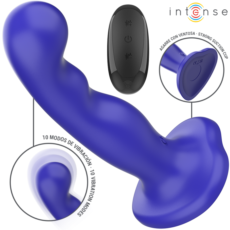 INTENSE - SHORTY VIBRATOR WITH SUCTION CUP BLUE REMOTE CONTROL