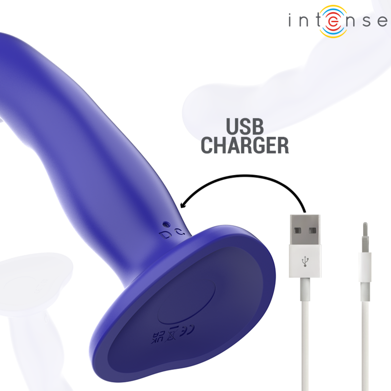 INTENSE - VIBRADOR SHORTY COM VENTOSA AZUL CONTROLE REMOTO