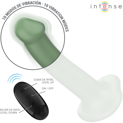 INTENSE - BECCA VIBRADOR COM VENTOSA 10 VIBRAÇÕES VERDE CONTROLE REMOTO