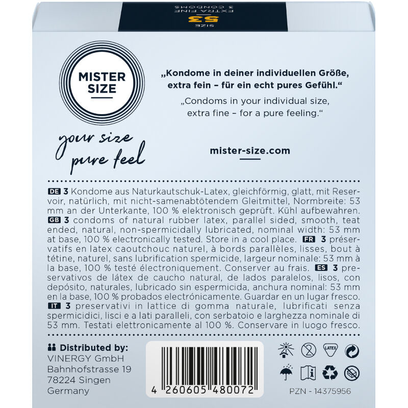 MISTER SIZE - PRESERVATIVO TAMANHO M 53 MM (3 UNIDADES)